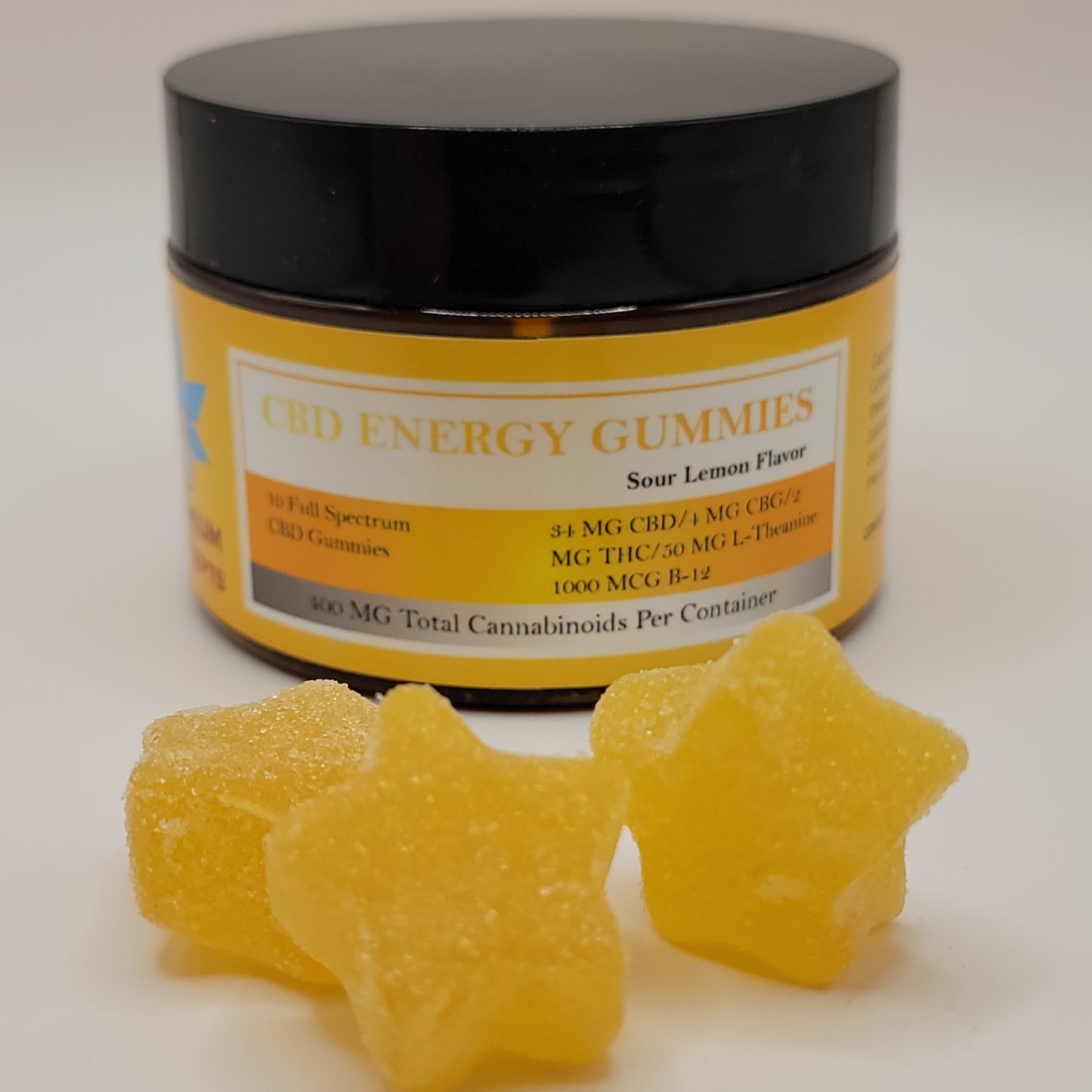 CBD Sour Lemon Energy Gummies - Extra Strength - 400 mg Full Spectrum CBD