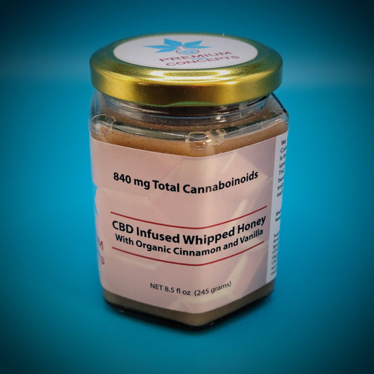 CBD Infused Whipped Honey with Organic Cinnamon and Vanilla - 840 mg - 8.5 fl. oz. - Premium CBD Concepts