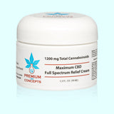 Maximum CBD Full Spectrum Relief Cream 1200 mg Total Cannabinoids